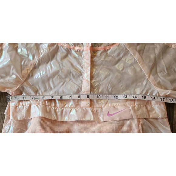 Nike Jacket Girls Large Pink Clear Tech Pack Hooded Hiking Fold Up Rain Coat - Picture 8 of 9